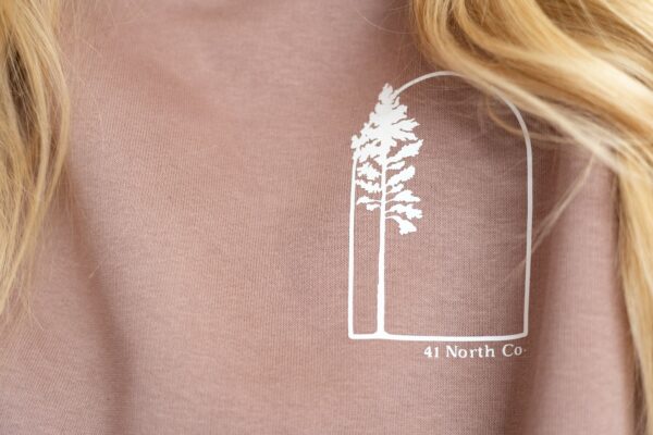 Close up 41 North Co Paradise Pink hoodie design