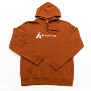 Image of copper hoodie with 41 North Co. logo on front